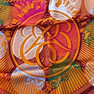 Hermes Scarf - Suite et Poursuite 2015 Orange Silk 27.5" Square 70cm
